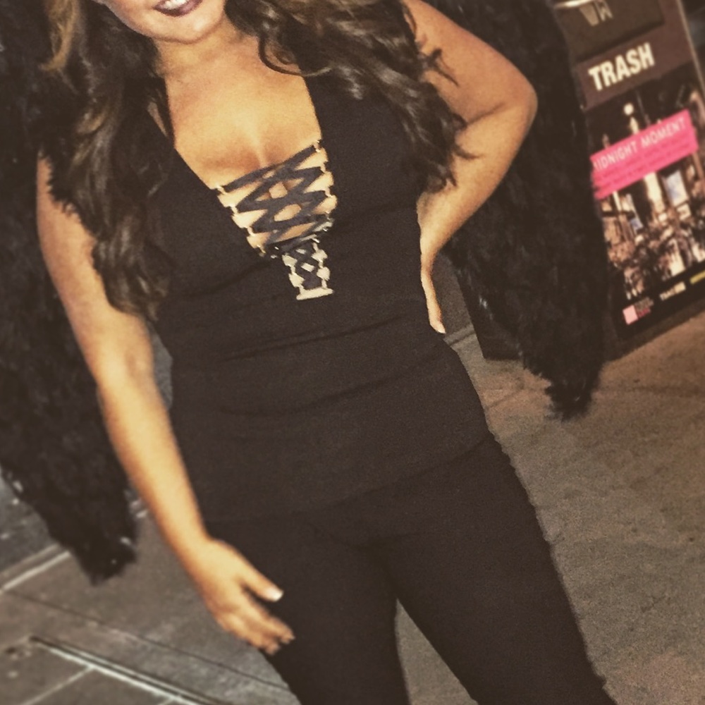 Sexy black lace up shirt